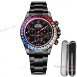 Swiss Replica Daytona Rolex Blaken 7750 Watch Black Venom Rainbow Bezel Arabic Numerals